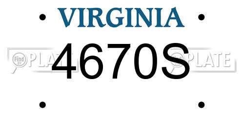 4670S Virginia License Plate