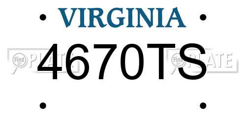 4670TS Virginia License Plate