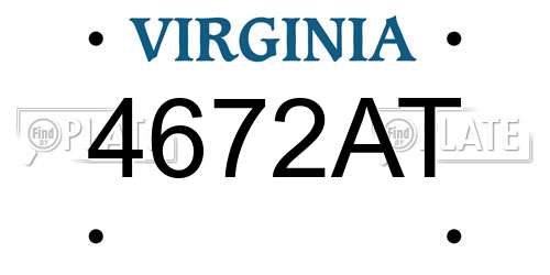 4672AT Virginia License Plate