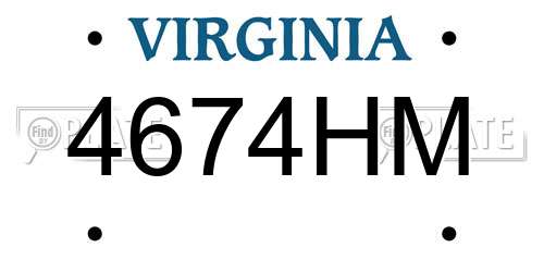 4674HM Virginia License Plate