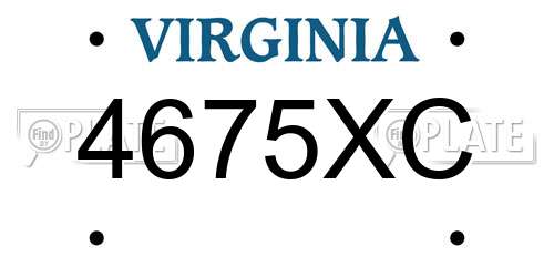 4675XC Virginia License Plate