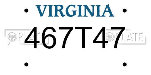 467T47 Virginia License Plate