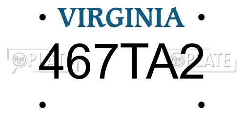 467TA2 Virginia License Plate
