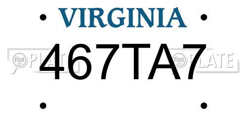 467TA7 Virginia License Plate