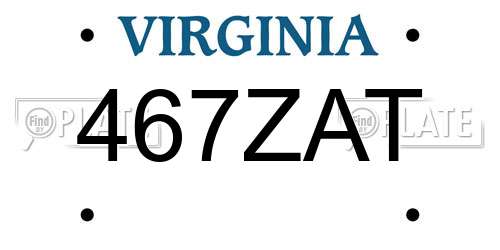 467ZAT Virginia License Plate