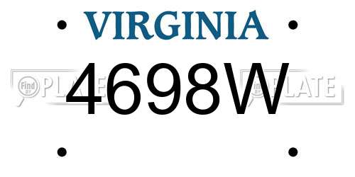 4698W Virginia License Plate