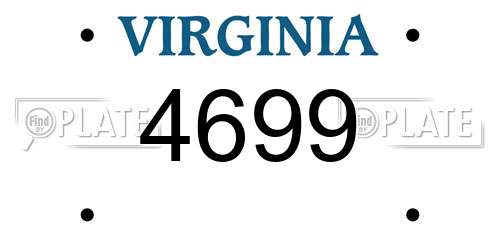 4699 Virginia License Plate