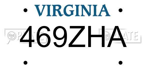 469ZHA Virginia License Plate