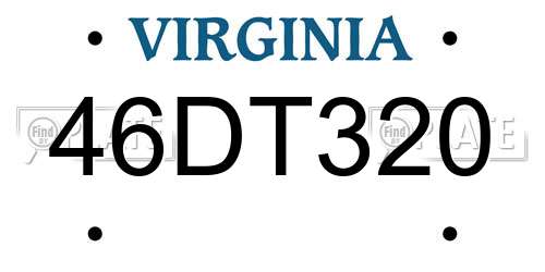 46DT320 Virginia License Plate