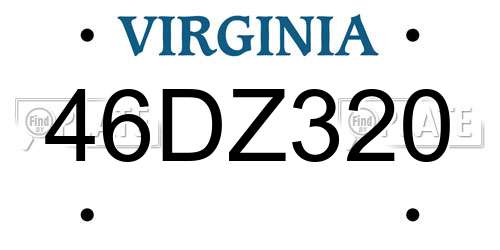 46DZ320 Virginia License Plate