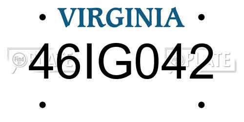 46IG042 Virginia License Plate