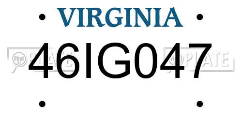 46IG047 Virginia License Plate