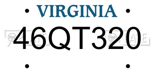 46QT320 Virginia License Plate