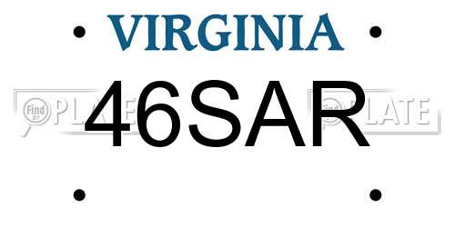 46SAR Virginia License Plate