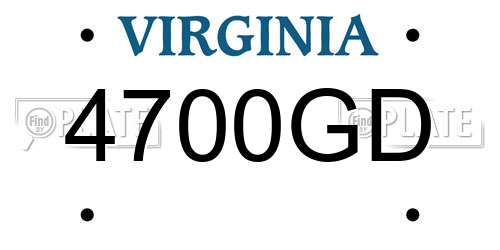 4700GD Virginia License Plate