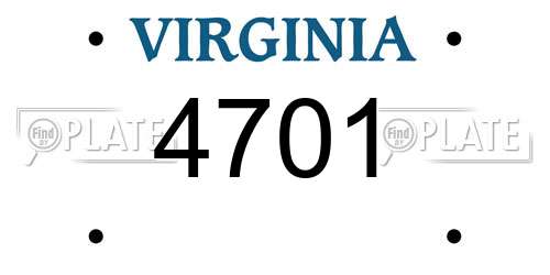 4701 Virginia License Plate