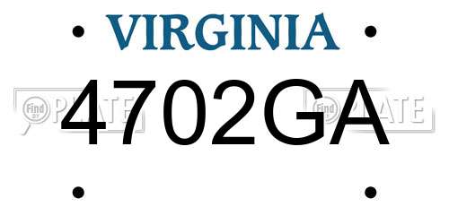 4702GA Virginia License Plate
