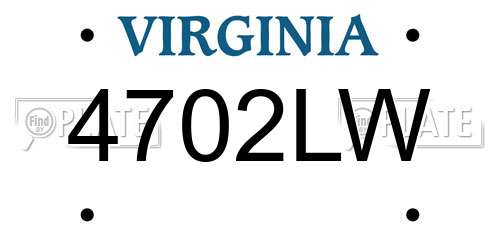 4702LW Virginia License Plate