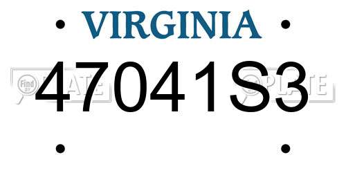 47041S3 Virginia License Plate
