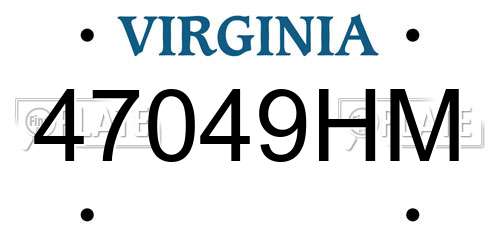 47049HM Virginia License Plate