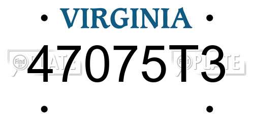 47075T3 Virginia License Plate