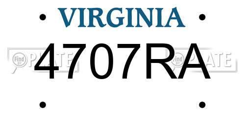 4707RA Virginia License Plate