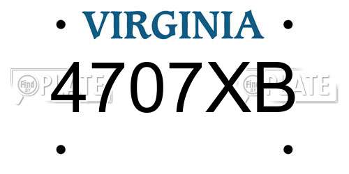 4707XB Virginia License Plate