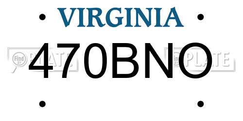 470BNO Virginia License Plate