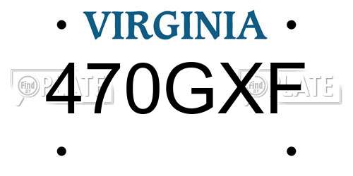 470GXF Virginia License Plate