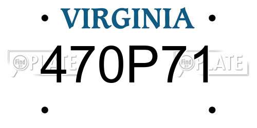 470P71 Virginia License Plate