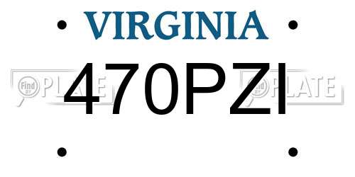 470PZI Virginia License Plate