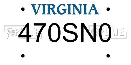 470SN0 Virginia License Plate