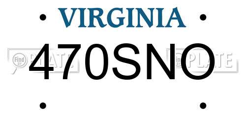 470SNO Virginia License Plate