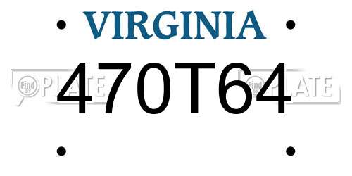470T64 Virginia License Plate