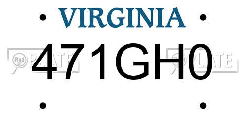 471GH0 Virginia License Plate