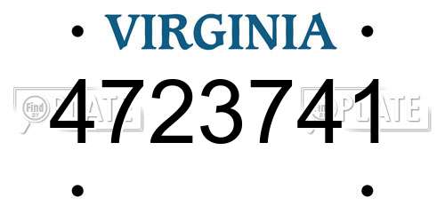 4723741 Virginia License Plate