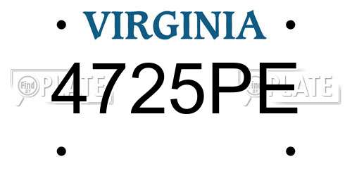 4725PE Virginia License Plate