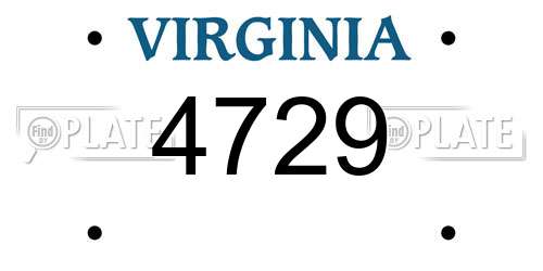 4729 Virginia License Plate