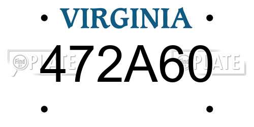 472A60 Virginia License Plate