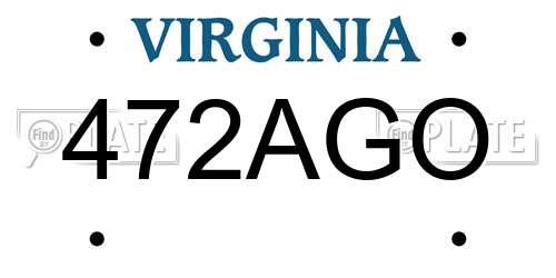 472AGO Virginia License Plate