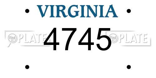 4745 Virginia License Plate