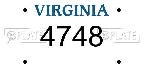 4748 Virginia License Plate