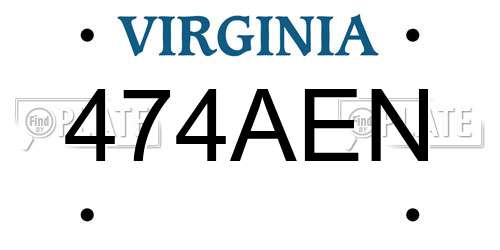 474AEN Virginia License Plate