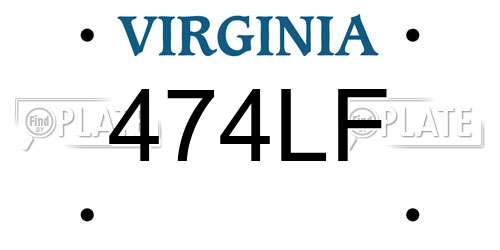 474LF Virginia License Plate