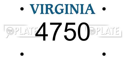4750 Virginia License Plate