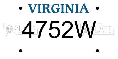 4752W Virginia License Plate