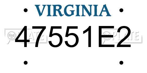 47551E2 Virginia License Plate