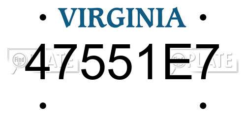 47551E7 Virginia License Plate