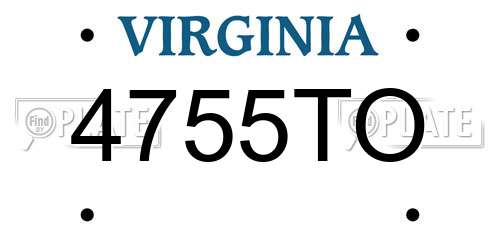 4755TO Virginia License Plate