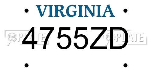 4755ZD Virginia License Plate